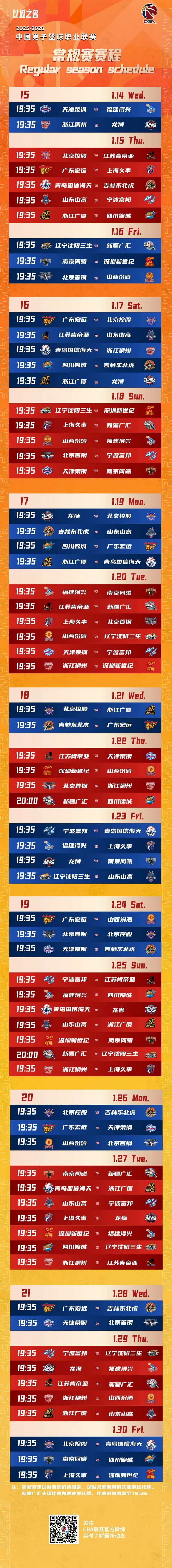 cba赛程表全部_(cba赛程表全部今天比赛)  第1张